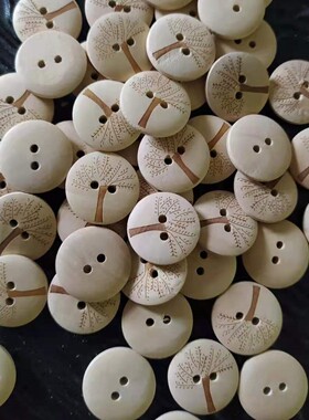 100粒/包15/20/25mm实木木扣手工DIY圆形纽扣衣服外套扣子面包扣