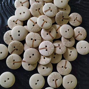 100粒 25mm實(shí)木木扣手工DIY圓形紐扣衣服外套扣子面包扣 包15