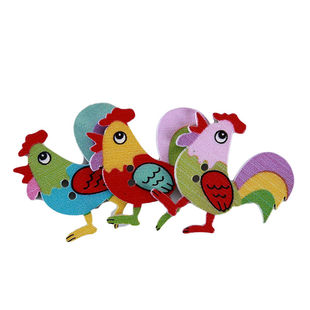 饰扣 帽装 50粒 包31mm彩绘公鸡恐龙木质纽扣儿童手工服饰辅料DIY鞋