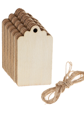 30个/包6.8cm挂牌装饰木片留言签到牌配麻绳手工diy幼儿园许愿瓶