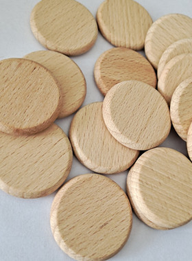 2.5-6cm榉木磨牙圆片木片吊牌DIY饰品配件材料手工绘画装饰钥匙扣