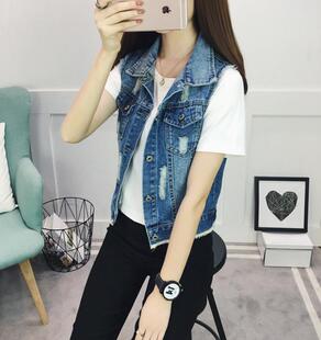 背心外套时尚 马甲女装 马夹上衣潮 牛仔小大码 2024春夏修身