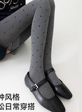 1.5米小矮个子女生打底裤冬季加绒加厚显瘦女孩波点外穿连裤袜棉