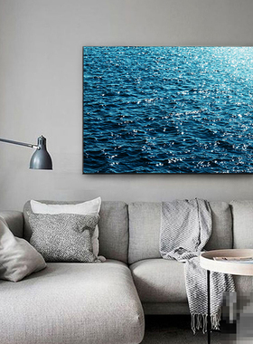 蓝色大海洋装饰画水波光粼粼水面客厅沙发背景墙餐厅卧室床头挂画