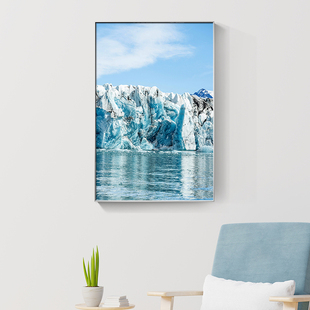 蓝色大海冰川湖泊冰山玄关装饰画办公室书房卧室阳台墙画挂画酒店
