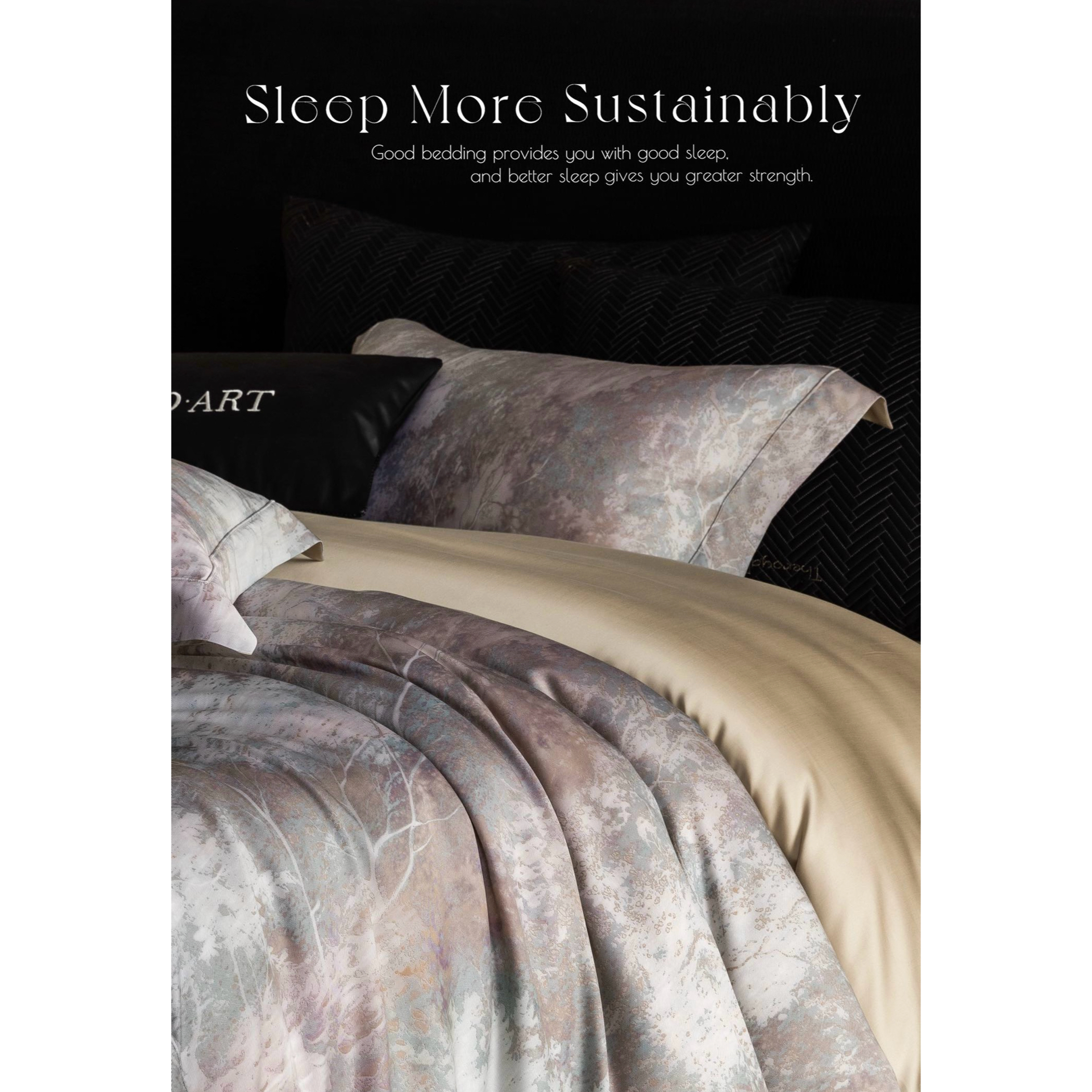 LIWOO｜60SLF兰精天丝印花床品 100%莱赛尔 春夏软滑凉感床品