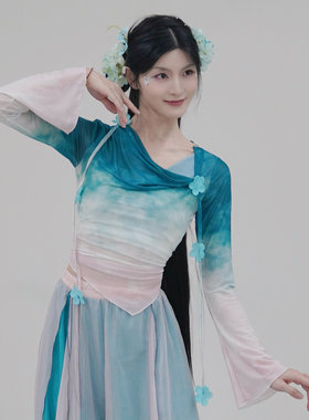 新款中国舞练功服古典舞蹈服渐变身韵纱衣飘逸古风舞蹈演出服仙气