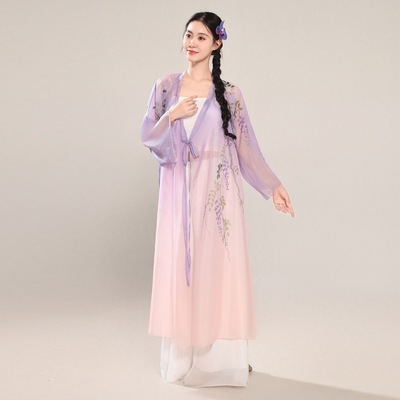 新款古典舞纱衣长衫中国风舞蹈演出服爵士舞演出服古风节目表演服