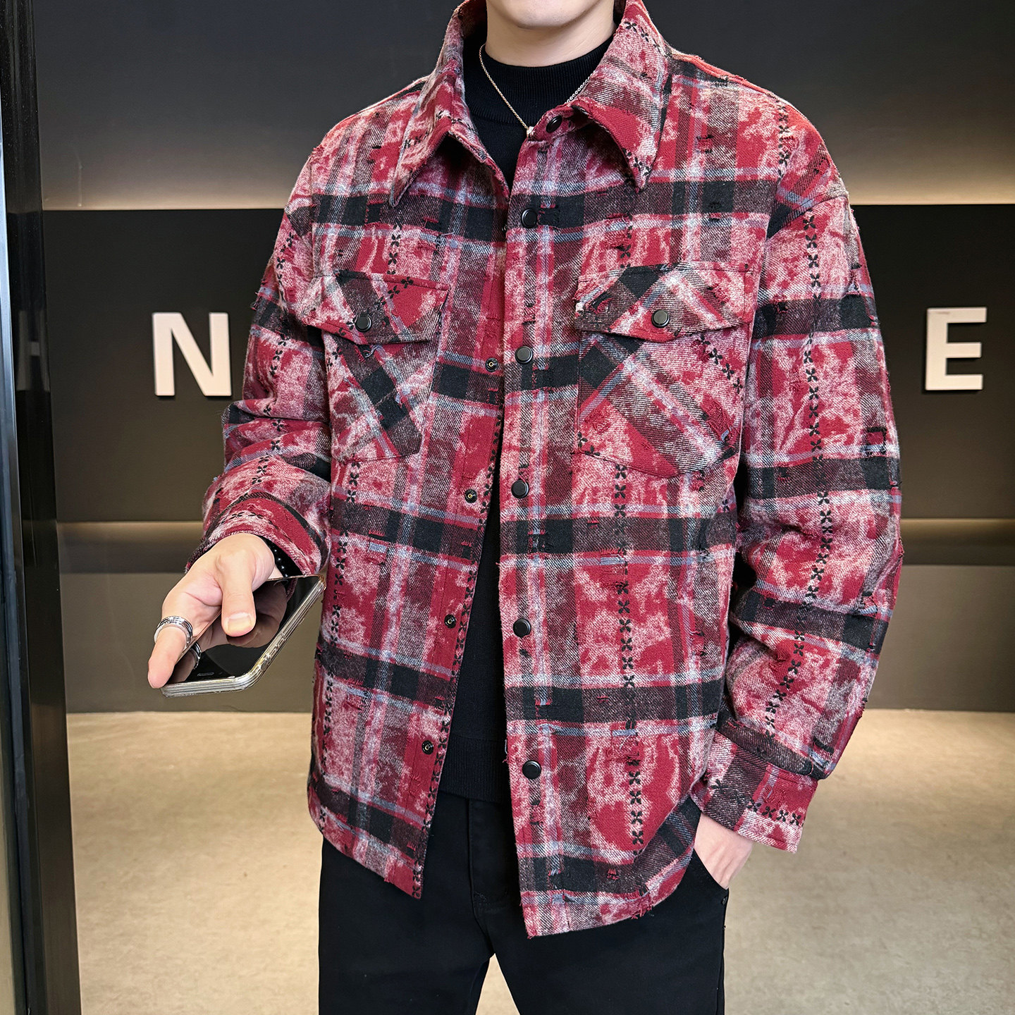 2025年冬男微宽松牛仔衬衫领标90羽绒服A230-5885-P259(控359),男装衬衫,电商A230
