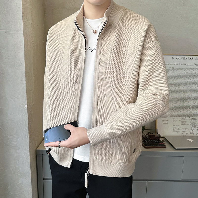 2025秋款男款纯色韩式拉链立领毛衣外套A230-1887-P125(控168),男装针织衫/毛衣,电商A230
