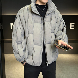 2025冬男年货宽松立领酒桶块标90羽绒服A230-8901-P420(控599)图片
