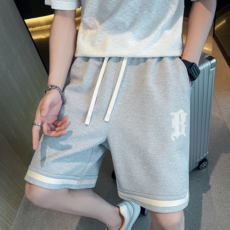 2025夏季男女同款针织斜纹B字母刺绣宽松短裤A230-D603-P58(控85),男装牛仔裤,电商A230