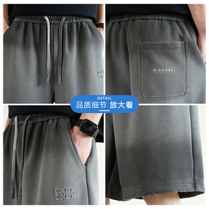 2025夏季男款针织水洗渐变破洞刺绣短裤休闲裤A230-628-P65(控99)图片