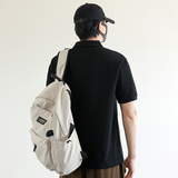 2025夏季男款微宽松方领条纹撞色短袖POLO衫A230-26023-P65(控95)，男装Polo衫，电商A230