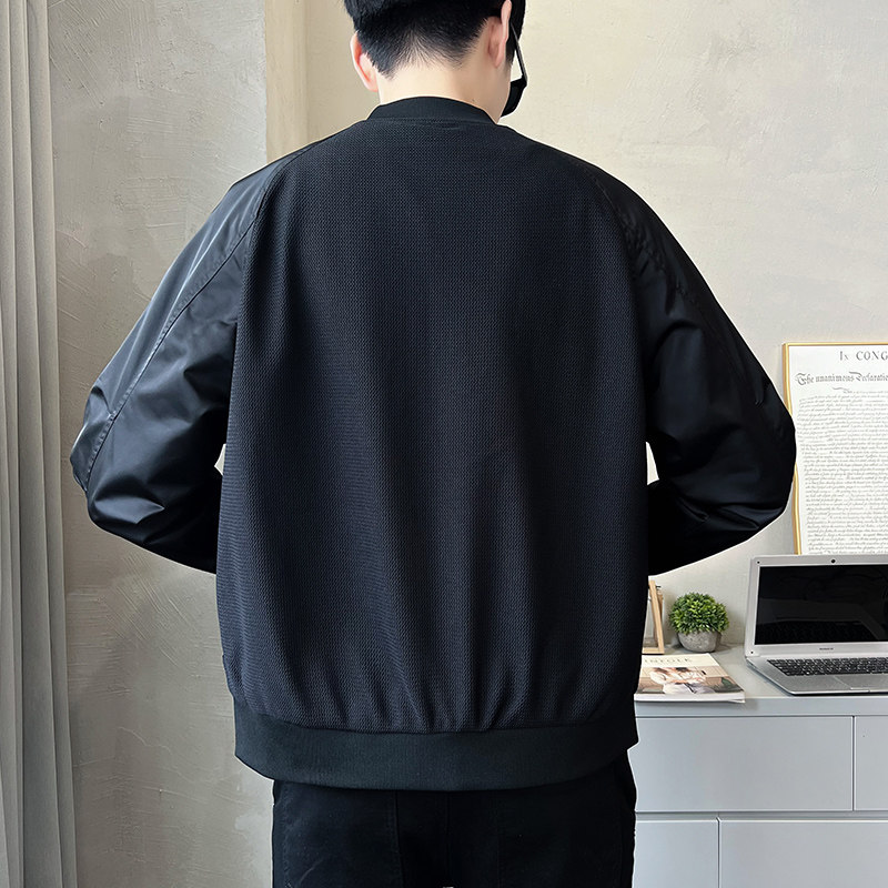 2025男秋季新款棒球领拼料宽松工装夹克外套A230-907-P135(控185),男装夹克,电商A230