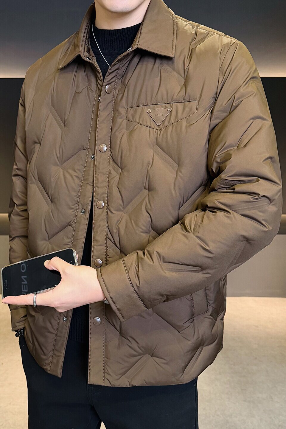2025冬男修身方领90%白鹅绒轻薄羽绒服A230-A999-P239(控299),男装羽绒服,电商A230