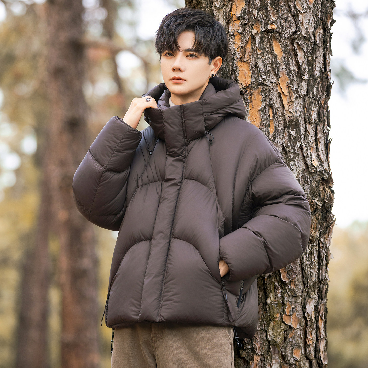 2025年冬男女款连帽新标90泡芙穿刺羽绒服A230-5853-P358(控499,男装羽绒服,电商A230