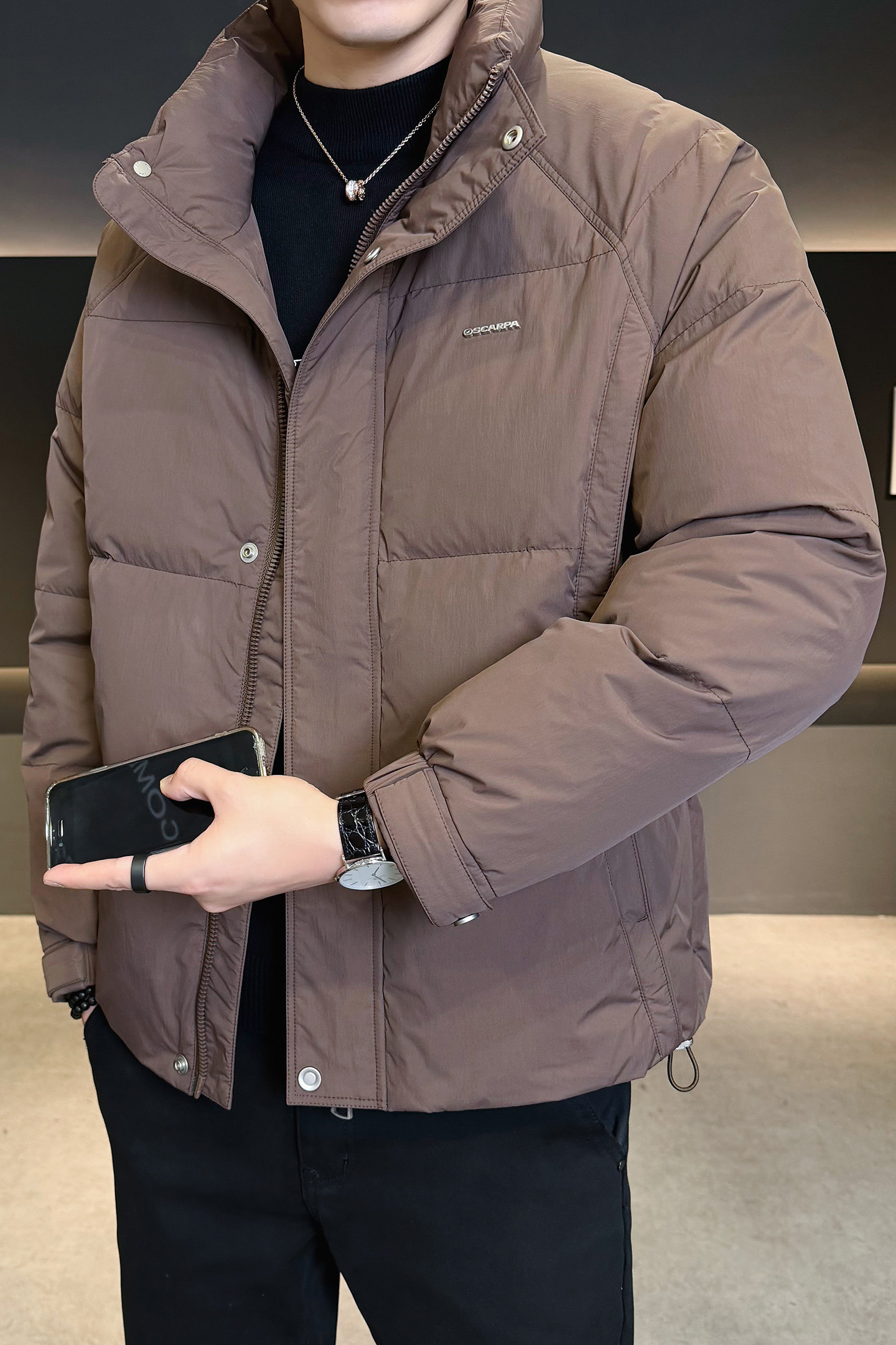 2025冬男修身立领小标标50%白鸭绒羽绒服A230-7900-P195(控299),男装羽绒服,电商A230