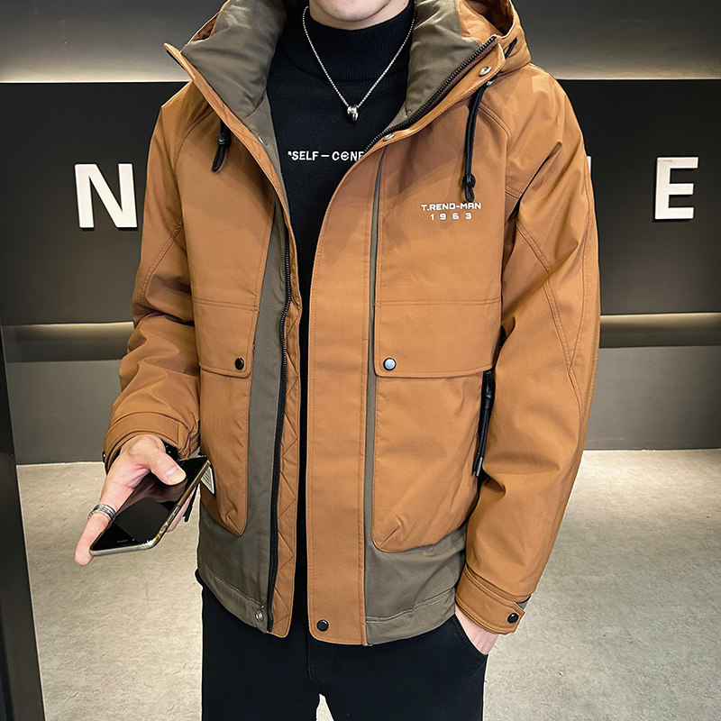 2025年冬季男新款修身拼接工装刺绣羽绒服A230-18013-P228(控328),男装羽绒服,电商A230