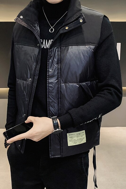 2025秋冬男款立领拉链拼料羽绒棉马甲外套A230-023-P115（控158）,男装背心/马甲,电商A230