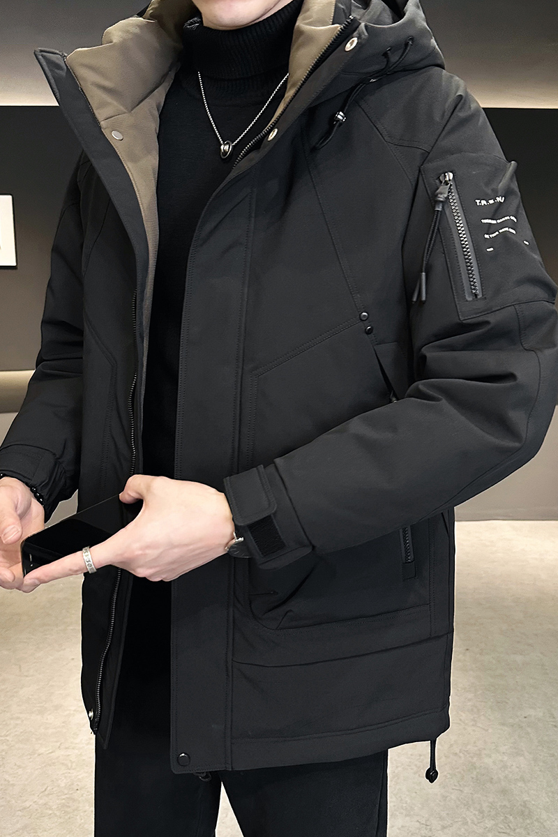 2025年冬季男款修身工装印花中长款羽绒服A230-18012-P238(控338)，男装羽绒服，电商A230