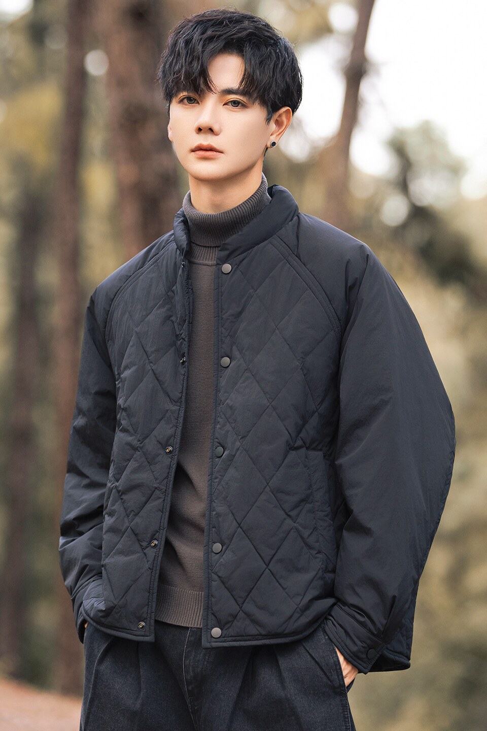 2025冬男宽松圆领菱形格标90轻薄羽绒服A230-8605-P218(控299),男装羽绒服,电商A230