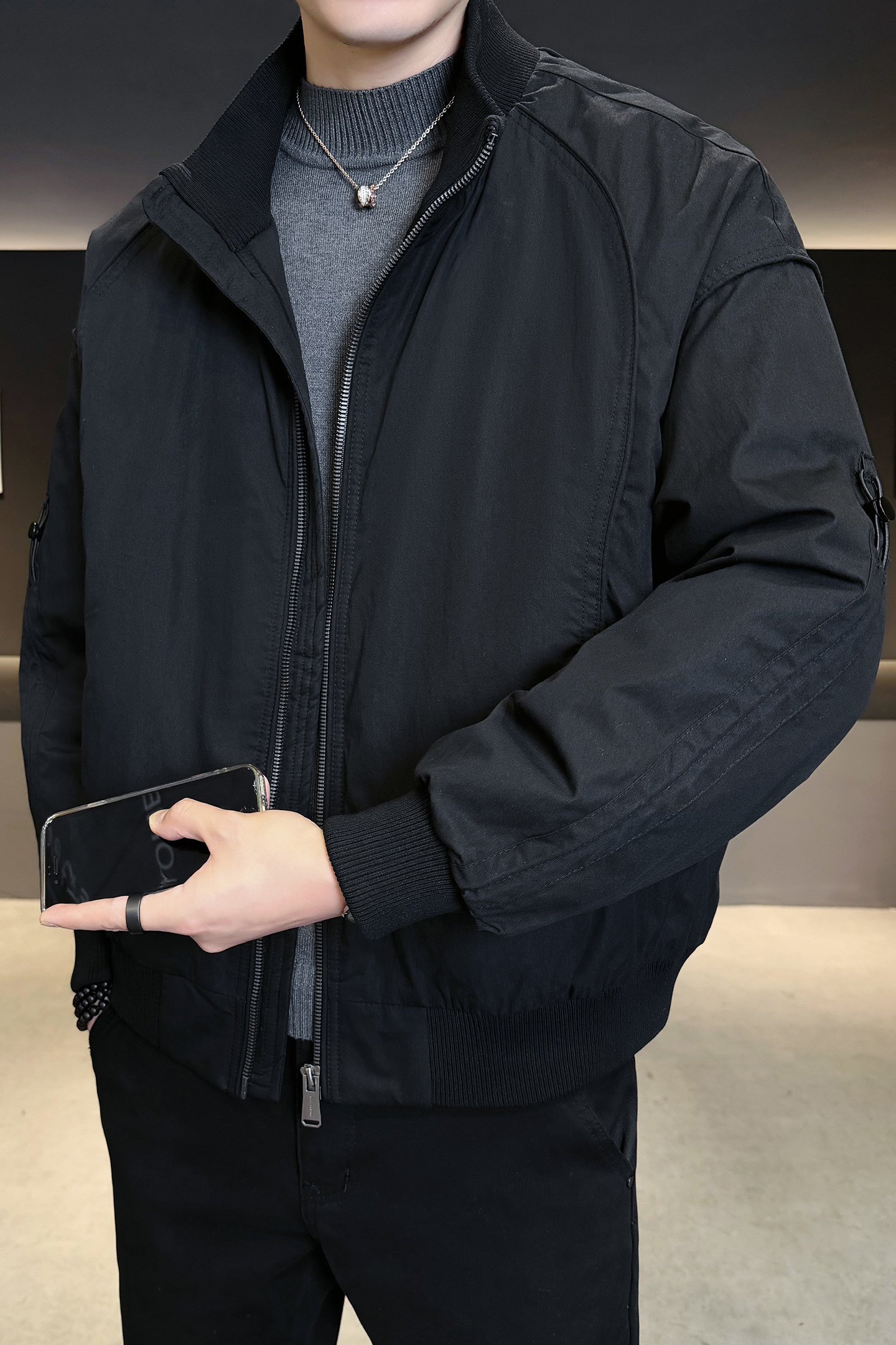 2026年冬男微宽松针织领标90夹克羽绒服A230-95707-P220(控320),男装夹克,电商A230