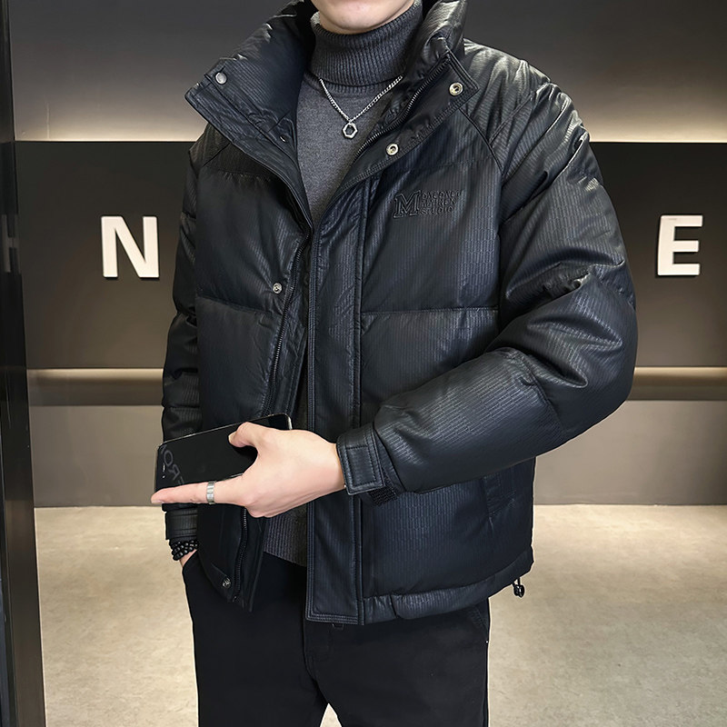 2025男冬修身立领字母刺绣暗花皮羽绒外套A230-2463-P185(控280）,女装短外套,电商A230