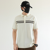 2025夏季男款微宽松方领条纹撞色短袖POLO衫A230-26023-P65(控95)，男装Polo衫，电商A230