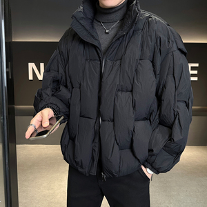 2025冬男年货宽松立领酒桶块标90羽绒服A230-8901-P420(控599)图片