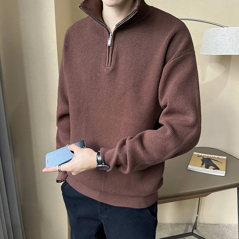 2025年男士秋季新款修身落肩立领毛衣打底衫A230-6689-P88(控128)图片