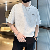 2025年夏男款宽松版水洗花字母胶印圆领短袖A230-88851-P50(控78)，男装T恤，电商A230