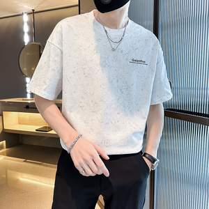 2025年夏男款宽松版水洗花字母胶印圆领短袖A230-88851-P50(控78)图片