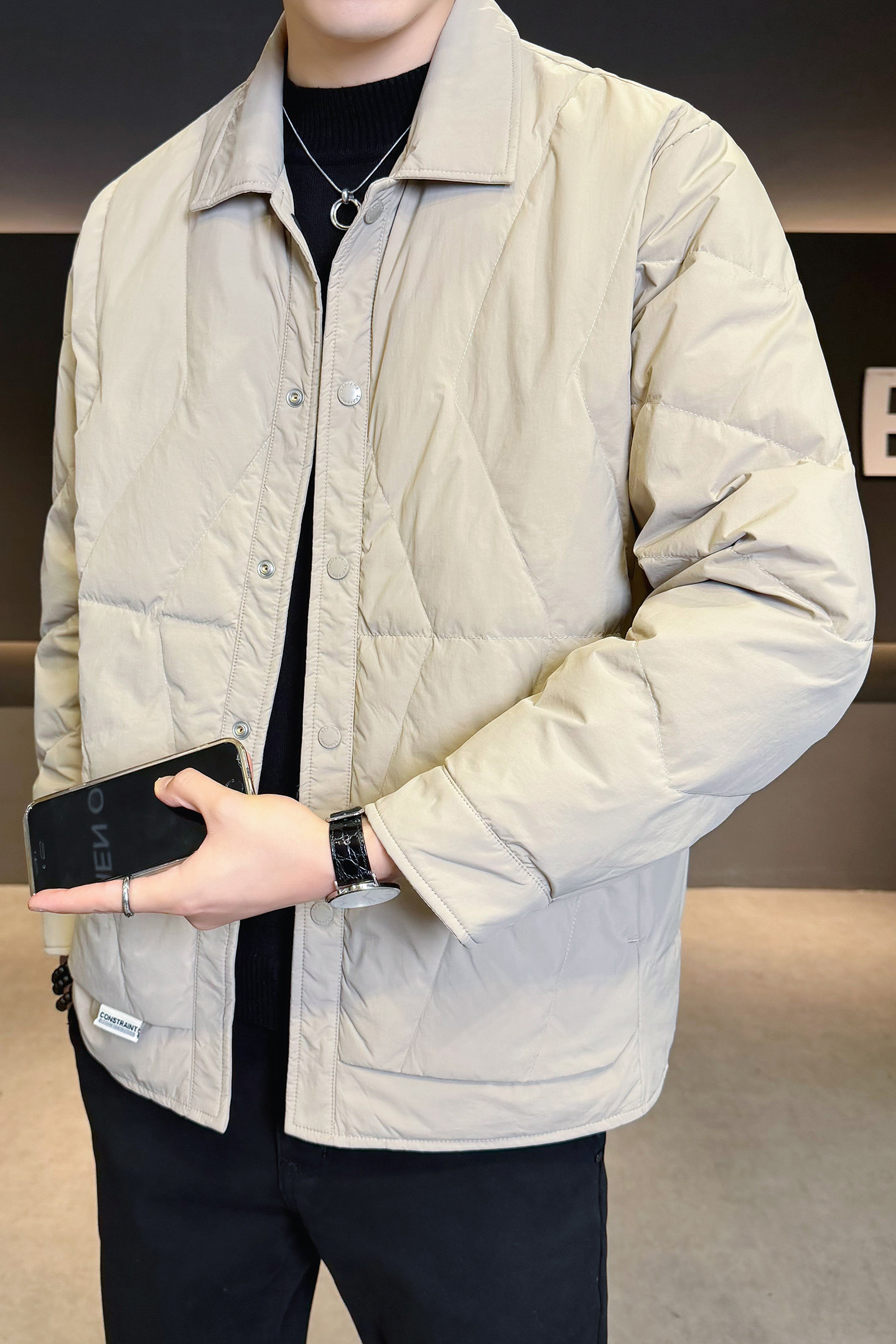 2025冬男修身新标50%白鸭绒轻薄羽绒服A230-6668-P158（控199）,男装羽绒服,电商A230