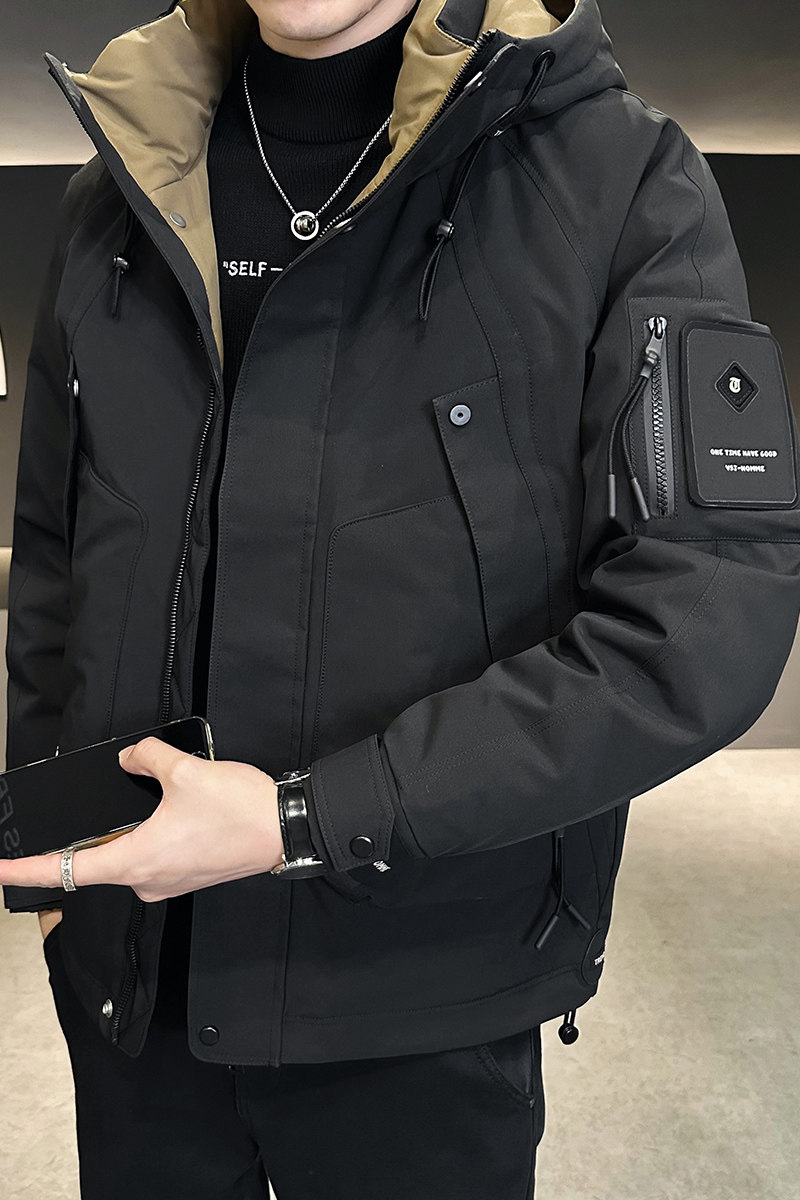 2025年冬季男士修身印花工装中长款羽绒服A230-18009-P228(控328),男装羽绒服,电商A230