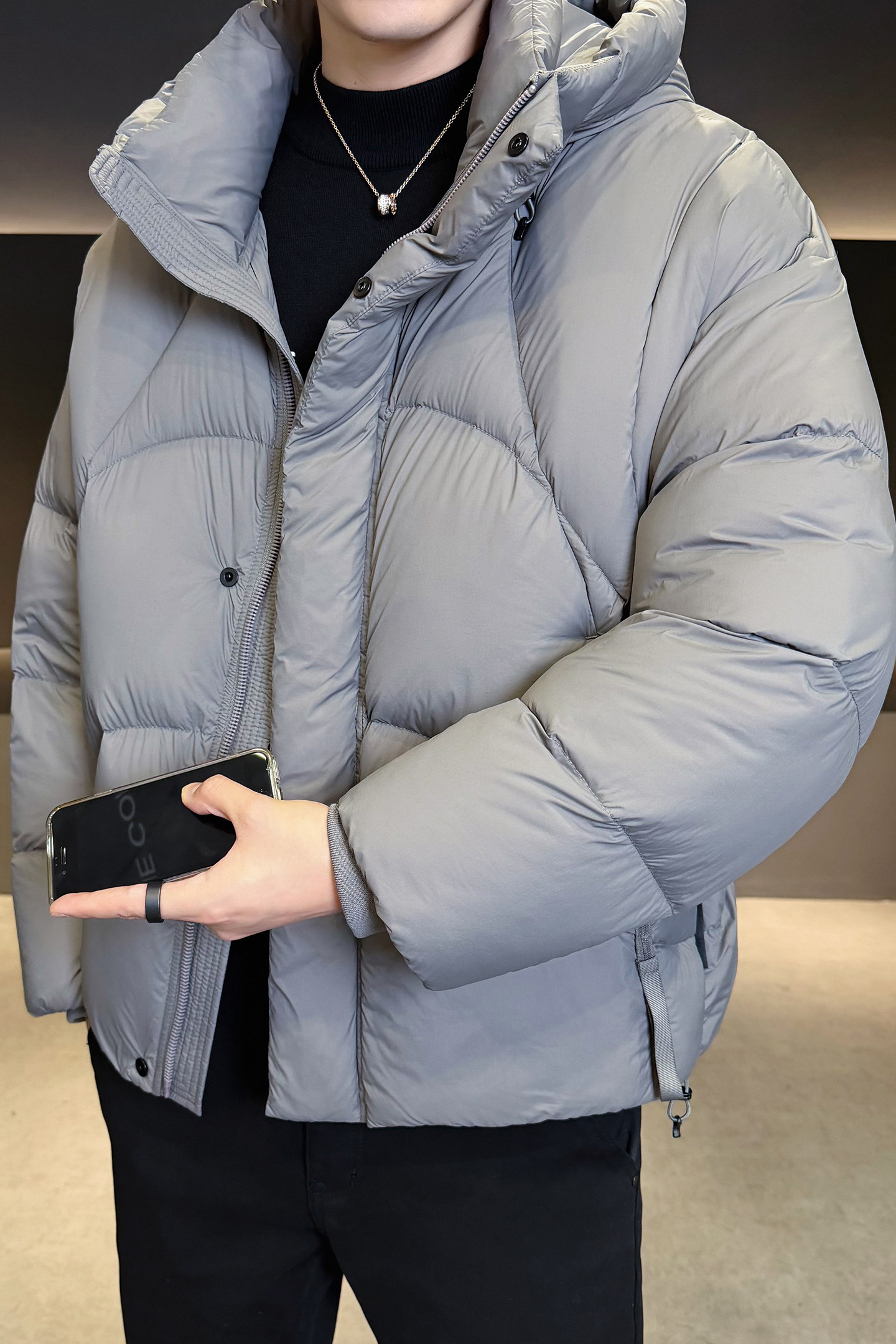2025年冬男女款连帽新标90泡芙穿刺羽绒服A230-5853-P358(控499,男装羽绒服,电商A230