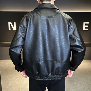 2025秋冬季男款皮衣翻领外套仿真皮机车服A230-8532-P155(控199)图片
