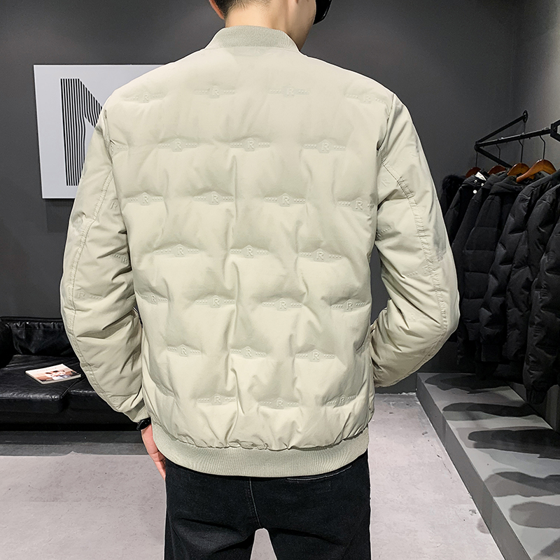2025冬男装修身圆领字母压花男装羽绒服外套A378-Y12-P140(控199)，男装羽绒服，电商A230