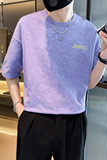 2025年夏男款宽松版水洗花字母胶印圆领短袖A230-88851-P50(控78)，男装T恤，电商A230
