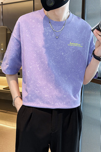2025年夏男款宽松版水洗花字母胶印圆领短袖A230-88851-P50(控78)图片