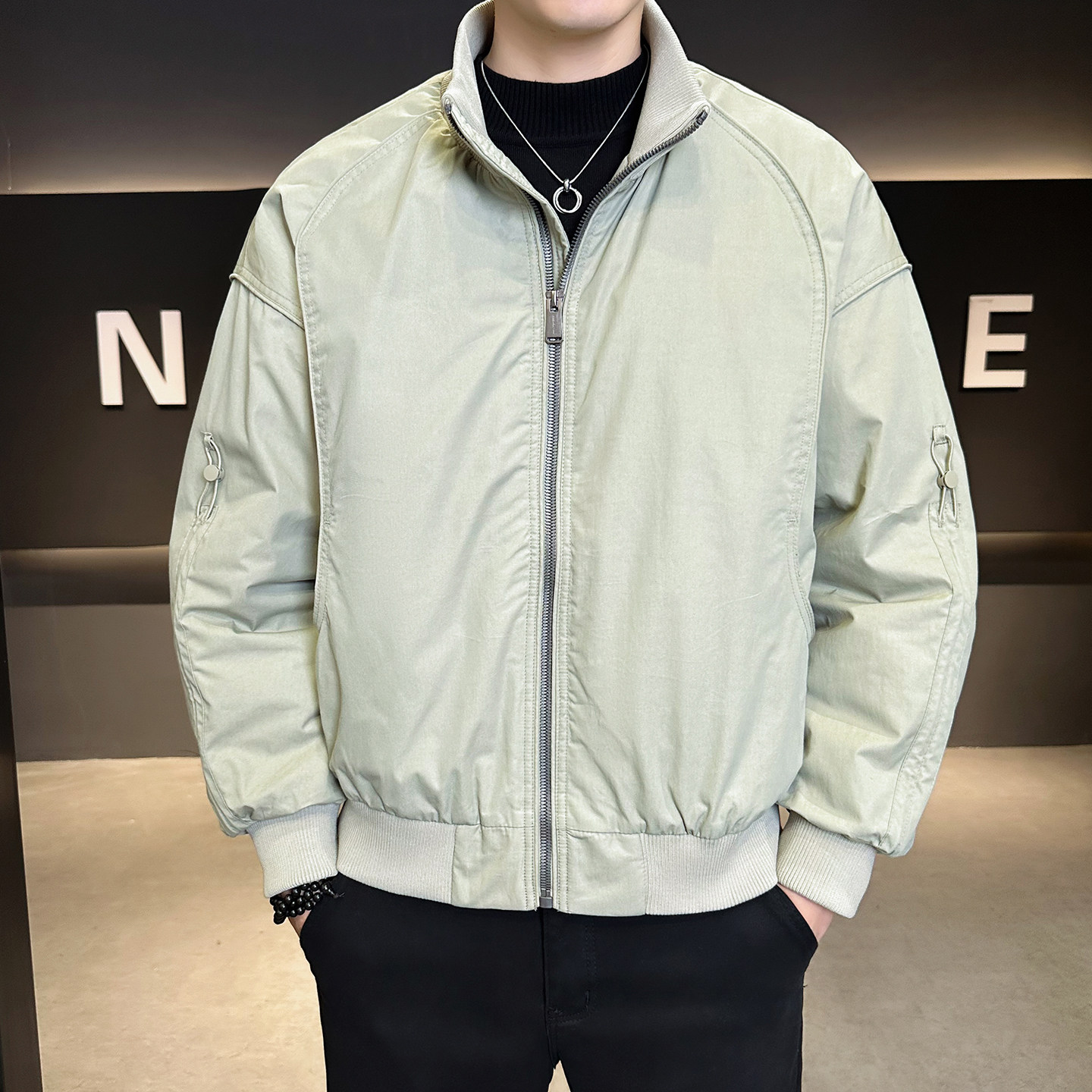 2025年冬男微宽松针织领标90夹克羽绒服A230-95707-P220(控320),男装夹克,电商A230