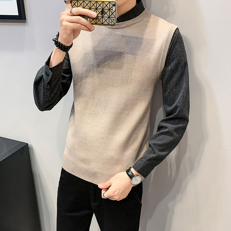 2025年秋季男款修身休闲假两件纯色毛衣打底A230-M37-P90(控138),男装T恤,电商A230