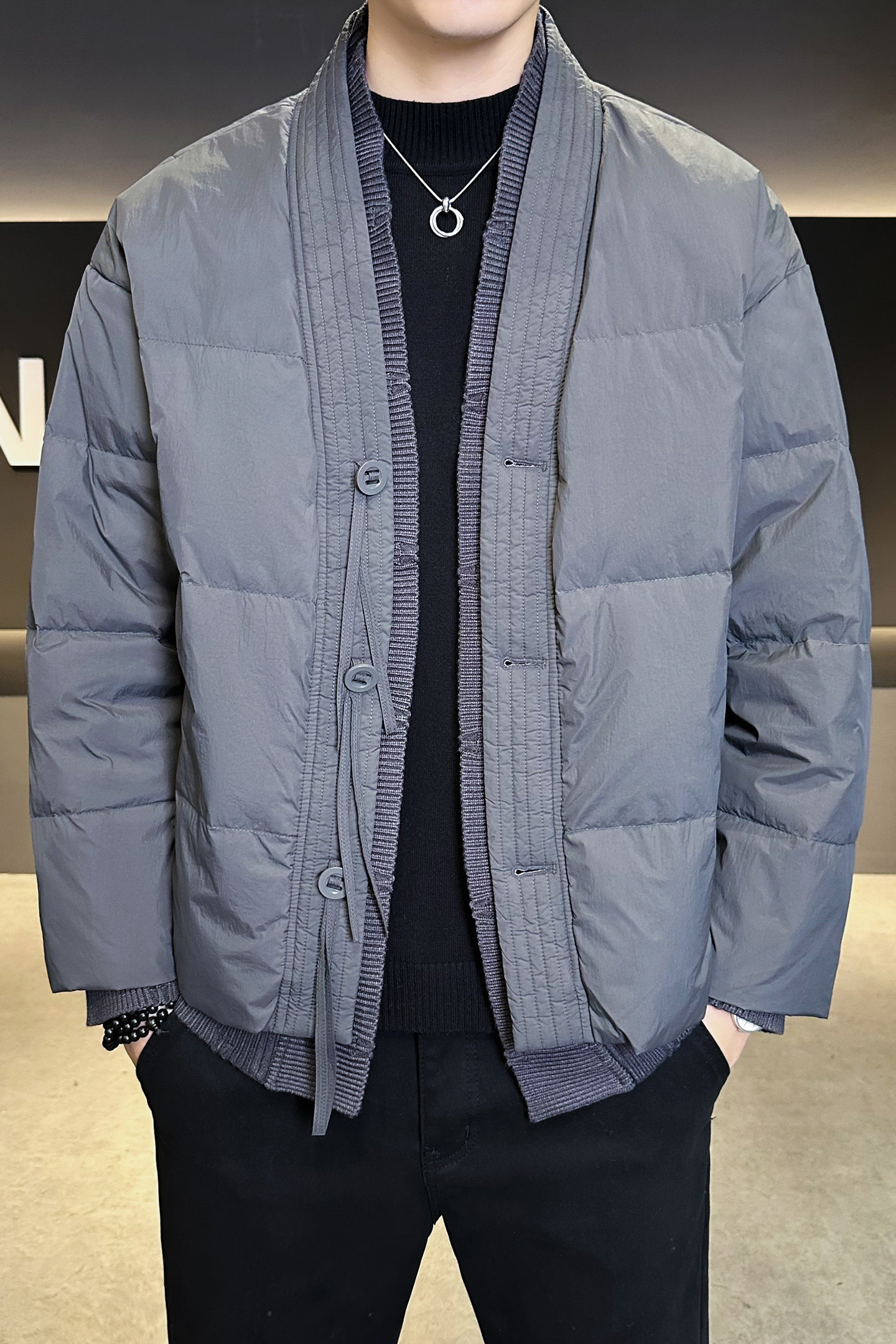 2025年冬男微阔标90针织拼接西装羽绒服A230-95718-P268(控368),男装西服套装,电商A230