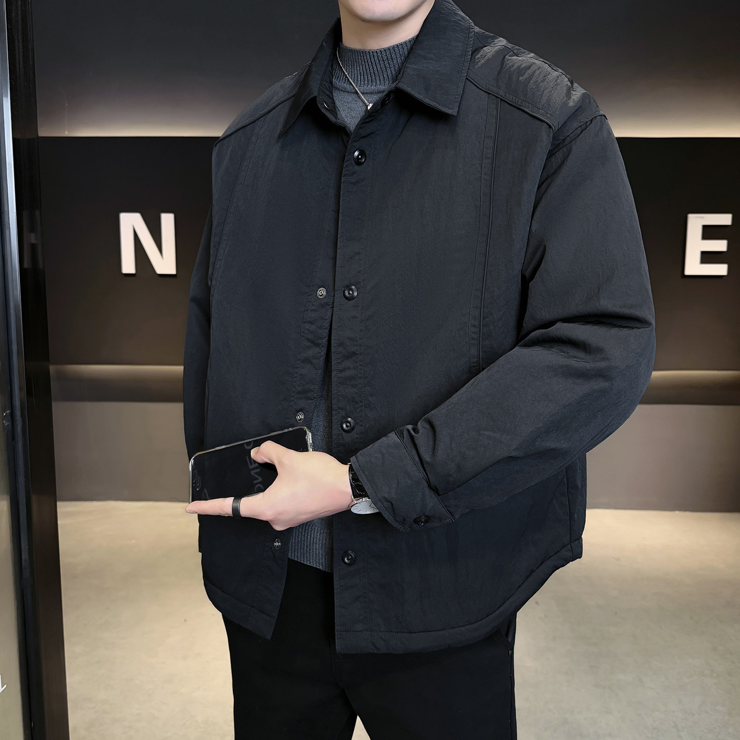 2025年冬男微宽松标90韩系衬衫式羽绒服A230-8131-P265(控365),男装衬衫,电商A230