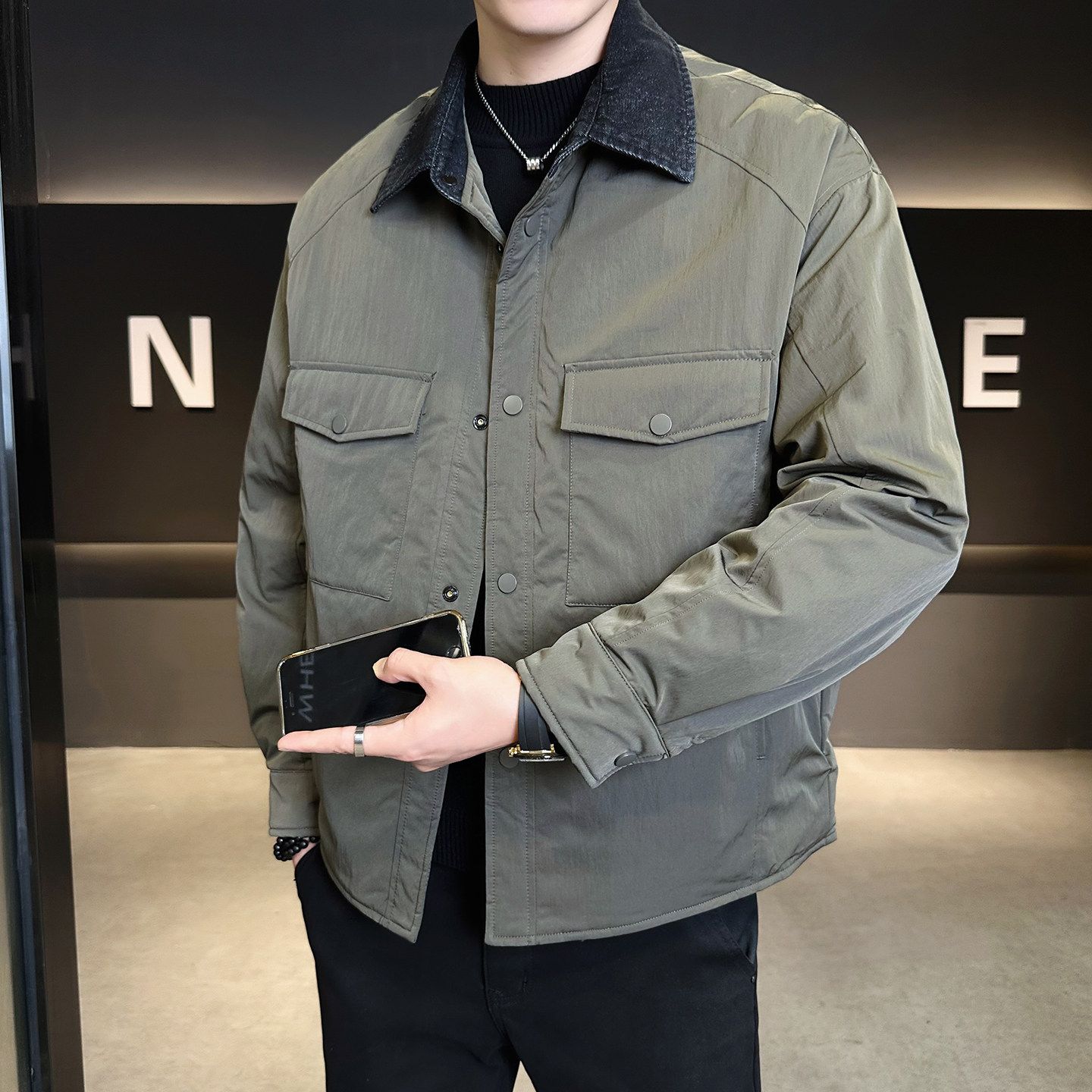 2025冬男微宽松牛仔方领标90轻薄羽绒服A230-86061-P248(控348),男装羽绒服,电商A230