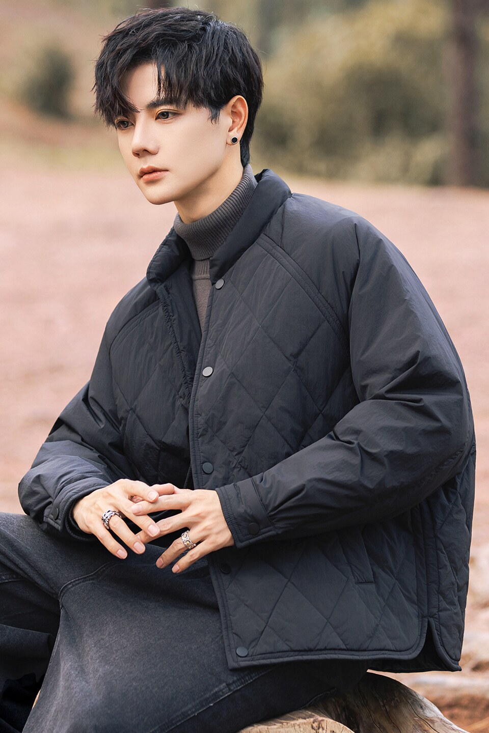 2025冬男宽松圆领菱形格标90轻薄羽绒服A230-8605-P218(控299),男装羽绒服,电商A230