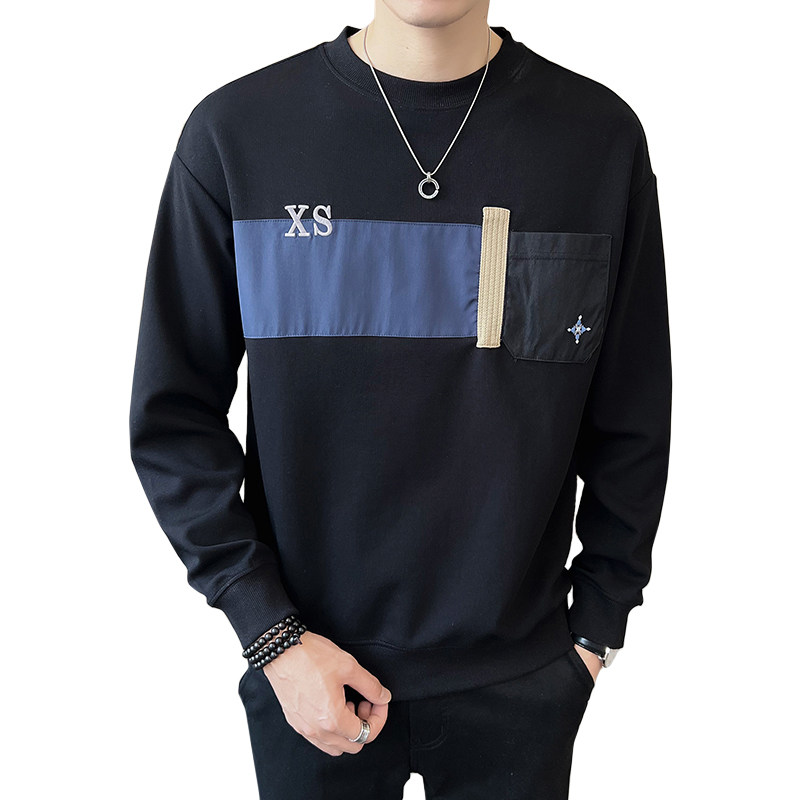 2025春季男士新款微阔贴布撞色圆领卫衣打底A230-8850-P80(控118),男装T恤,电商A230