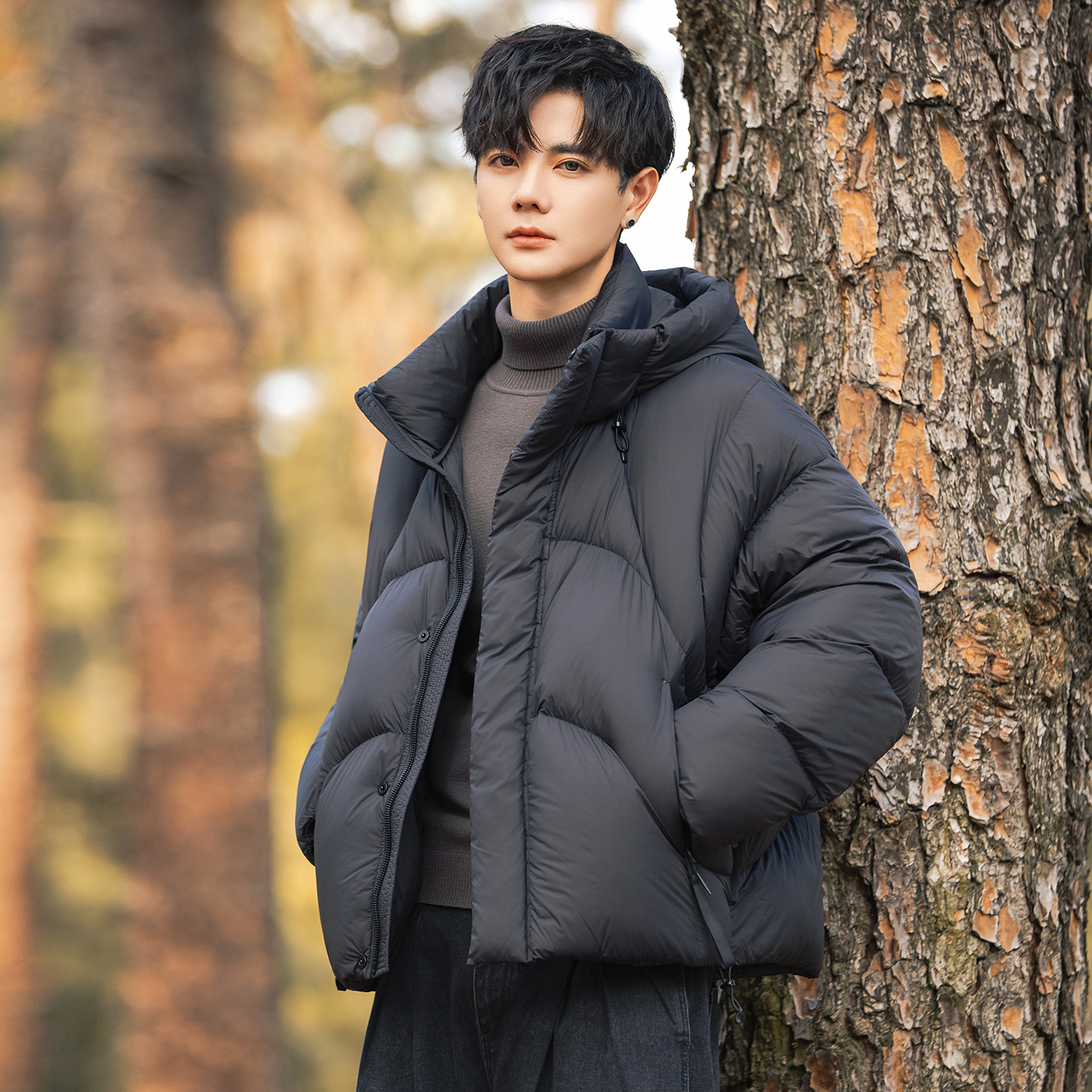 2025年冬男女款连帽新标90泡芙穿刺羽绒服A230-5853-P358(控499，男装羽绒服，电商A230