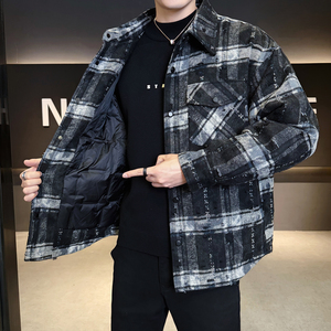 2025年冬男微宽松牛仔衬衫领标90羽绒服A230-5885-P259(控359)图片