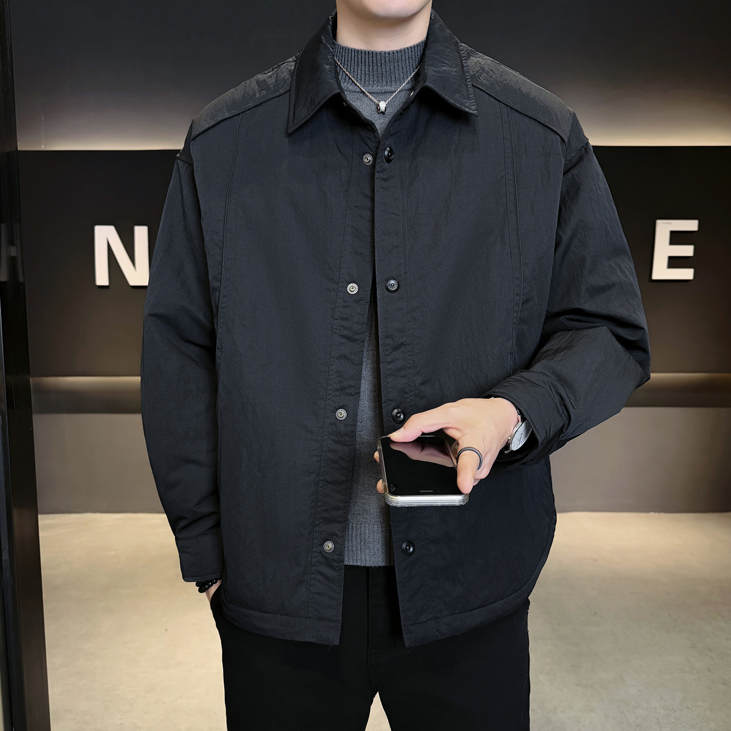 2025年冬男微宽松标90韩系衬衫式羽绒服A230-8131-P265(控365),男装衬衫,电商A230